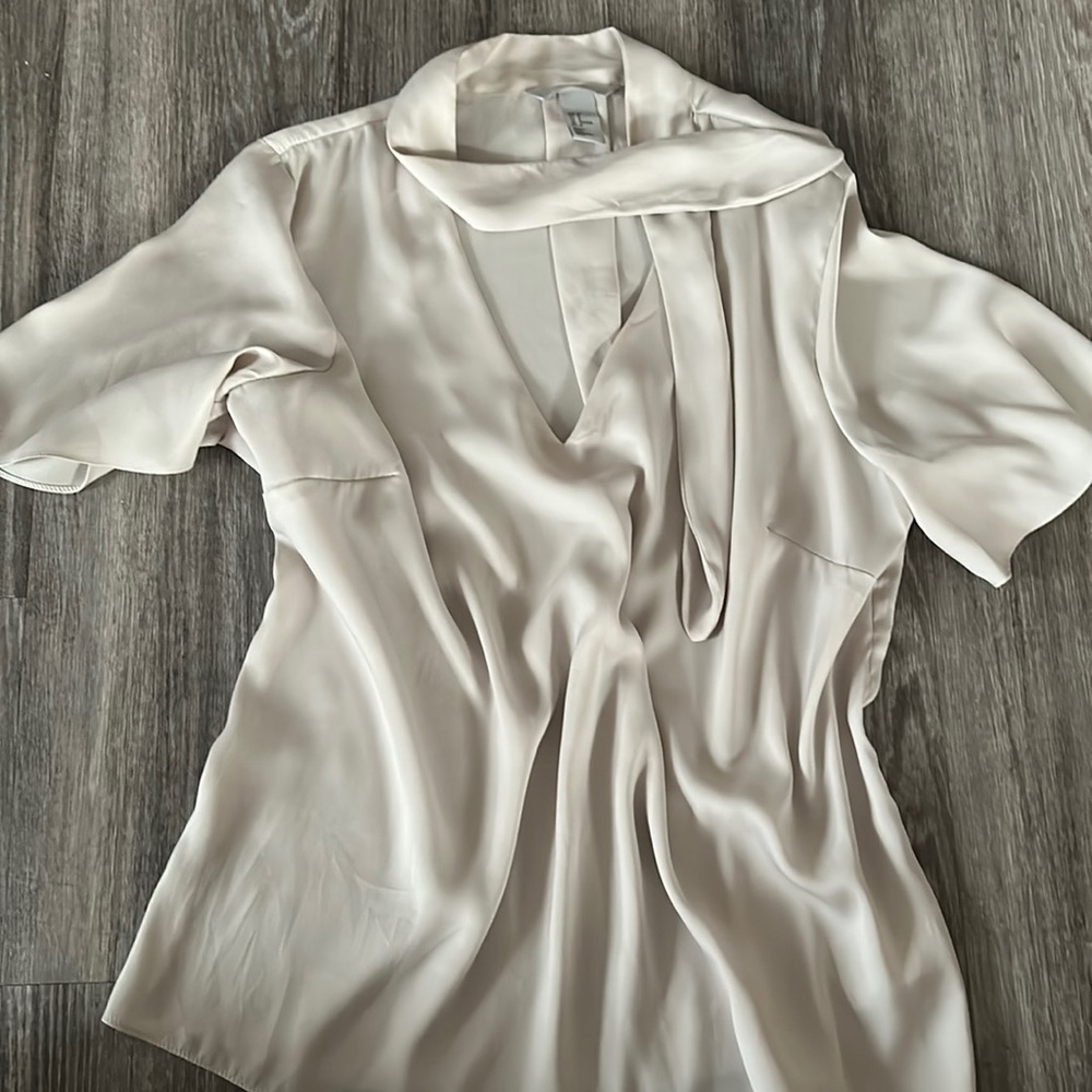 H&M silky tee with neck tie